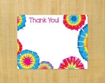 Printable Tie Dye Thank You Cards