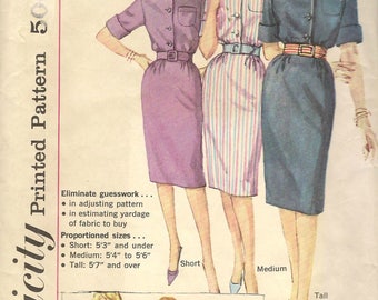 Vintage Simplicity Sewing Pattern 3754 One Piece Pointed Collar Dress Size 18 Bust 38