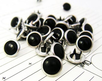 24 Black Cowgirl Snaps Pearl Prong Western Snaps