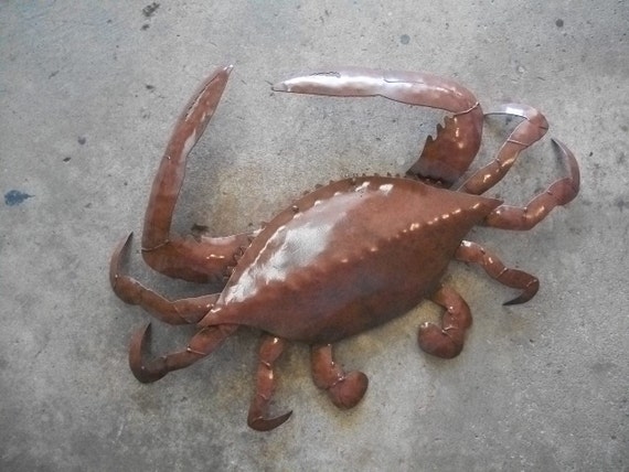 Crab Metal Wall Sculpture Tropical Beach Coastal Art