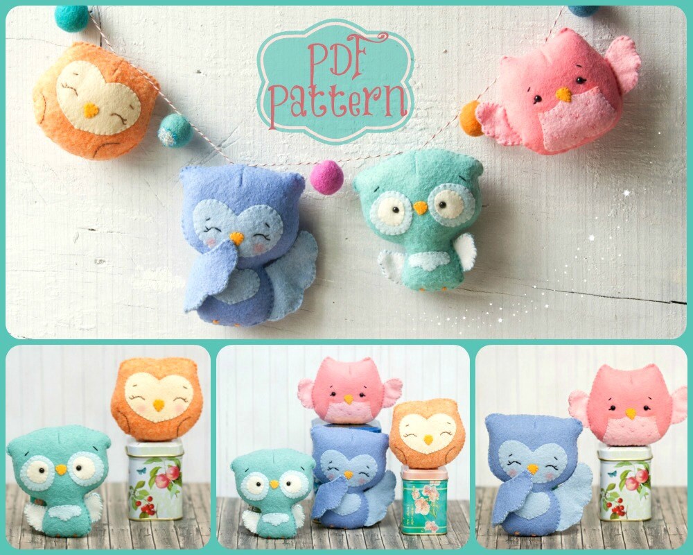 PDF. Owl family garland. Plush Doll Pattern Softie Pattern PDF. Owl family garland. Plush Doll Pattern Softie Pattern