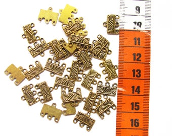 set of 30 4 holes, 12mm gold metal connectors