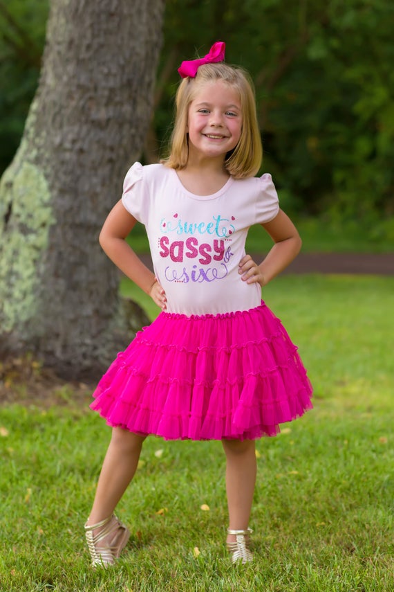 Girls 6th Birthday Dress Sweet Sassy and Six Sixth Birthday