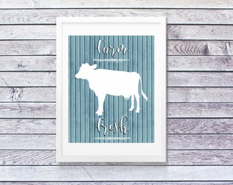 Farm Fresh Cow Sign, Farmhouse Decor, Farmhouse Kitchen Printable, Rustic Farmhouse Decor, Kitchen Quote Art, Farmhouse Sign, Art Typography