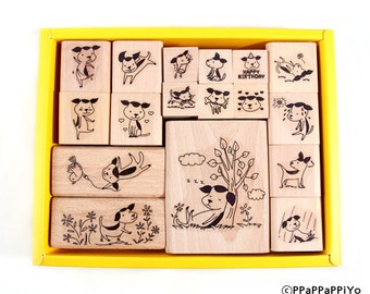 Dog set rubber stamp (17pcs)