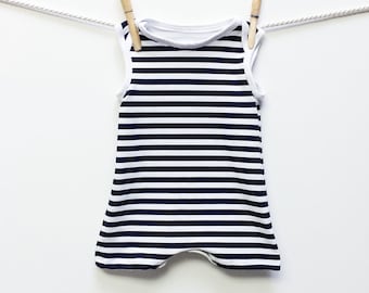 Retro Black and White Striped Baby Swimsuit, Baby Boy Swimwear, Baby Swimming Suit, Boys Swimwear, Baby Swim, Baby Boy Swim, Baby Swimwear