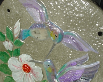 Hummingbird - Cement Plaque - Indoor Outdoor Decoration - Free Shipping