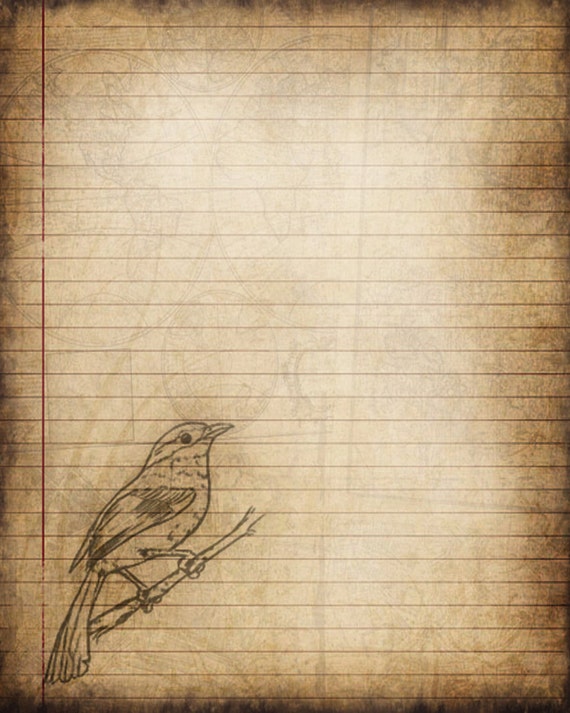 blank notebook sheet Digital Instant Journal Bird Printable Download Page Lined