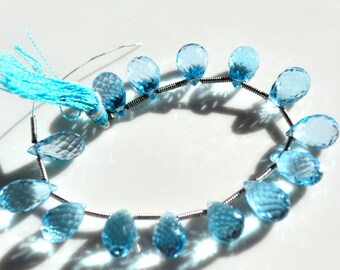 AAA Swiss Blue Topaz Faceted Pear Briolette Bead