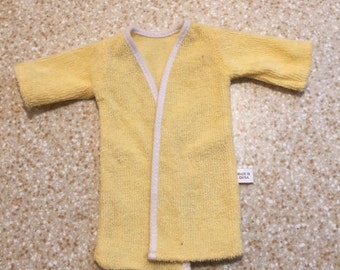 1960s Vintage Barbie Bath Robe - Mattel - Yellow - WhiteTrim - Soft