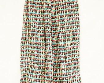 Vintage 80s-90s Rayon Midi Skirt By Petite Dimensions Japan/Retro/High Fashion
