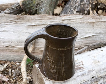 Pottery Mug Wheat Brown 12 ounce Handmade by Daisy Friesen