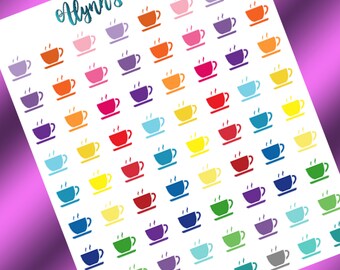 Tea Or Coffee //Tea/Coffee Icons, Multi Color, Planner Stickers, Calendar Stickers,Matte Sticker Paper