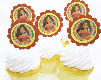 Elena of Avalor Spanish Princess | CupCake Toppers, cupcake picks, food picks, 4" Lollipop Stick Set of 12