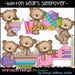 Birthday Party Clipart - Sleepover Clip Art - Bear Clipart - Girls Clipart - Instant Download - Button Bears Sleepover - Commercial Use