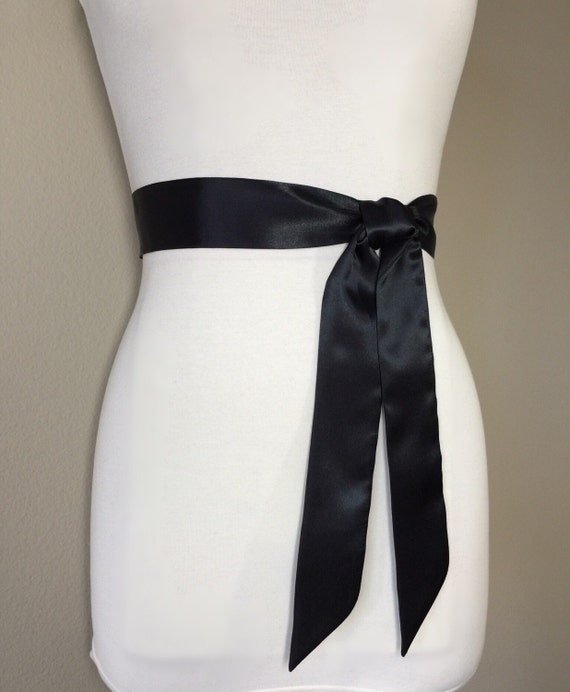 Narrow Black Sash Black Satin Sash Black Sash Belt
