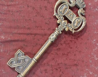 Giant Ornate Brass Skeleton Key