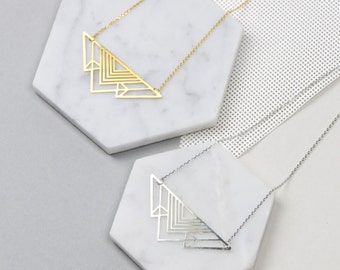 Geometric Deco Triangle Necklace