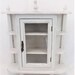 Hand Painted White Wood Wall Cabinet Distressed Aged Glass Door 9 Shelves Total 3 Inside 4 Outside Vintage Cottage Rustic Farmhouse