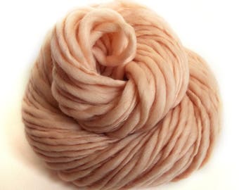 Chunky yarn merino wool yarn hand dyed yarn handspun yarn chunky wool bulky yarn weaving yarn thick and thin yarn chunky art yarn peach yarn