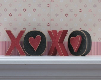 XOXO BLOCKS for valentines, shelf, desk, mantle and home decor