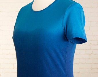 Blue bohemian t shirt, ombre tee, tie dye dip dyed, gradient t-shirt women's top, pastel goth, grunge tshirt, aesthetic clothing, nu goth