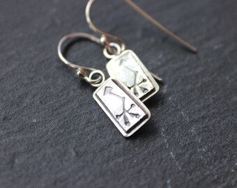sterling silver arrow earrings - metalsmith artisan jewelry - stamped silver crooked arrow metalwork - simple everyday earrings