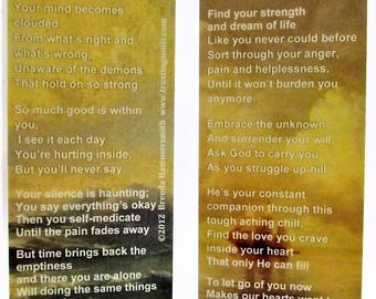 Teen Addiction/Rehab Creed~Bookmark~Helping your Child/Teen find Hope and Healing in Rehab~Prayer Gift for Alcohol, Overdose, Meth, Heroin