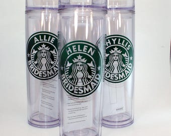 Starbucks Skinny Tumbler, Starbucks Tumbler, Starbucks Cup, Starbucks Gift, Starbucks Lover, Starbucks Wedding Party, Bridesmaid Gifts