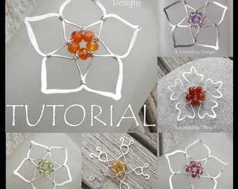 Wire Jewelry Tutorial - FIVE BEAD FLOWERS - Step by Step Wire Wrapping Wirework Instructions - Instant Download