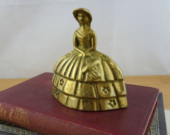 Vintage Brass Lady Bell, Brass Hand Bell, Crinoline Lady Tea Bell, Dinner Bell
