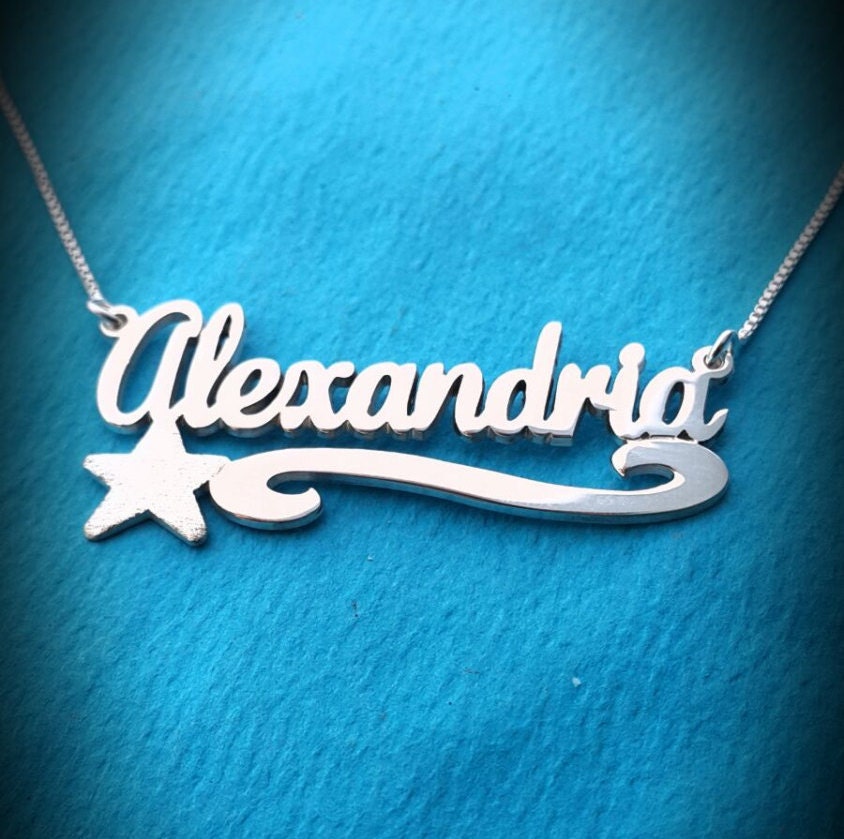 Alexandria Name Necklace Name Necklace With Star Charm