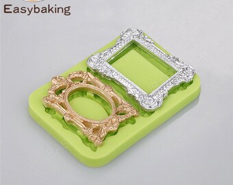 2 Cavity Silicone Fashion Frame Mold Chocolate Clay Mould for Kitchen Baking Cake Tool Sugarcraft Decoration Tools DIY