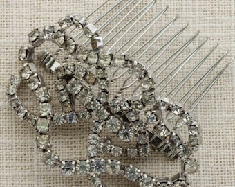 Rhinestone Curved Hair Clip Embellished Comb Handmade in USA Hair Pins 16V