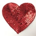Choice of Size Red Heart Applique, Sequin Beaded, 5" or 6" -M1397
