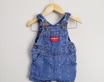 Vintage OshKosh b salopette - Baseball bleu classique combinaisons courtes Shorts enfant en bas âge les bébés