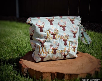 Boho Deer wet bag| cloth diaper bag| cloth pad wet bag| swimsuit wet bag|