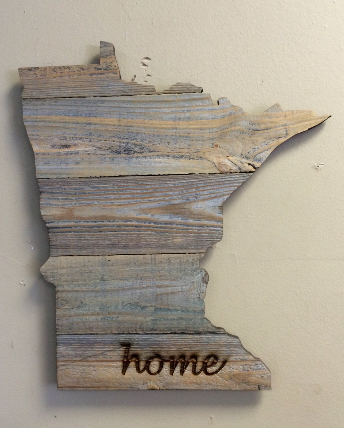 Minnesota State Wood Sign State Shape Rustic Hanger 17 x