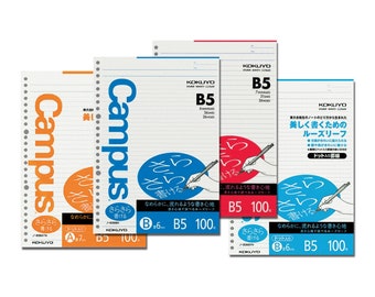 Kokuyo Campus, Refill Paper - planner refill, binder refill, folder refill, ring binder, ruled, lined, dotted, Kokuyo notebook, A5, A4, B5