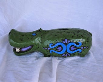 Groovy 60's Ceramic Smiling Hippo Bank by Pride Creations