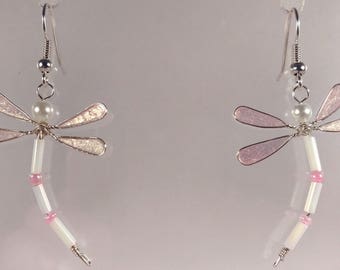 Translucent pink Dragonfly earrings