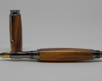 Fountain pen handmade in Devon Yew - From Saltram House Plymouth.