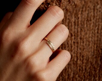 Personalized Letter Ring • Gold Dainty Bar Ring • Custom Initials Ring • Hand-Stamped HUG RING • Sterling / 14K Gold Fill / Rose Gold, LR452