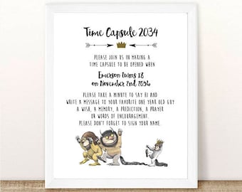 PRINTABLE Where the Wild Things Are Time Capsule, Baby Shower, Wild Things Baby, Wild One Birthday Party, First Birthday