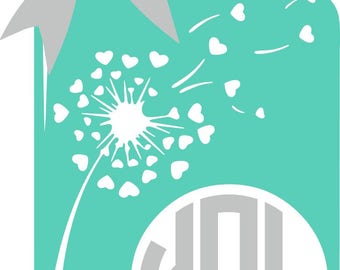 Mason Jar Dandelion Monogram Car Decal
