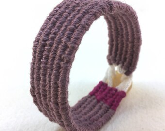 plum one button tapestry cuff bracelet woven cotton bracelet soft cuff 4236