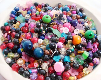 Bead Mix, 2oz of Mixed Beads, Glass Beads, Bead Soup, Medium and Large Bead Mix, Destash Beads, Beginner Bead Mix