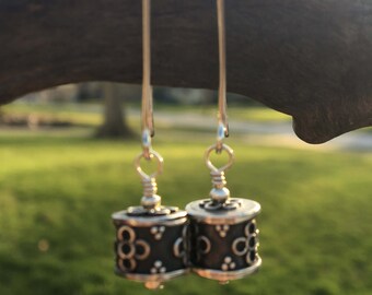Bali Silver Earrings- Long Earrings- Oxidized Silver