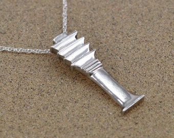 Djed Pillar Pendant - Sterling Silver - Ancient Egyptian Amulet