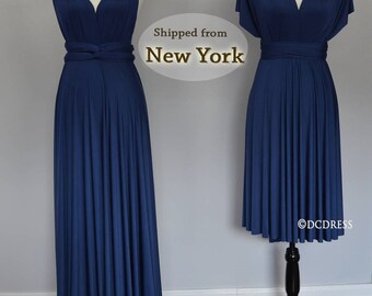 Midnight Blue honeymoon dress, infinity dress, ball gown, Bridesmaid dress, infinity convertible maxi dress, short dress for wedding